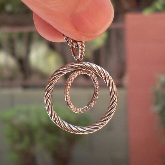 Retired David Yurman Round Mobile Diamond Pendant w/Chain - 925 Sterling - Picture 3 of 10